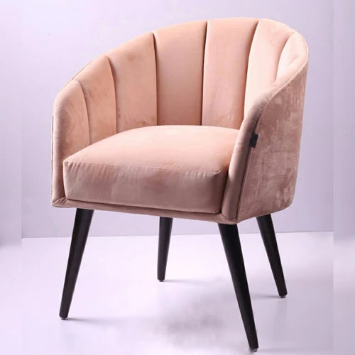 Solid Wooden Legs Wide Velvet Armchair With Round Table