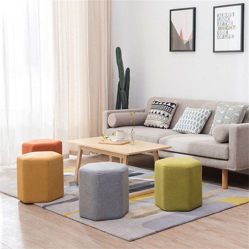 Hexagonal Upholstered Stool