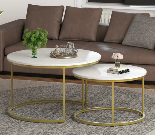 Set of 2 Stackable Elegant Coffee Tables, Nest Side Tables