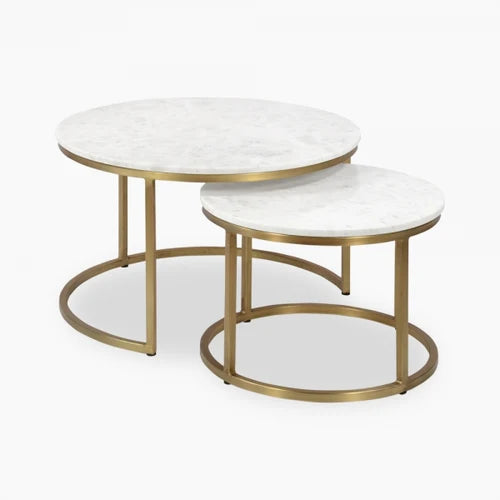 Set of 2 Stackable Elegant Coffee Tables, Nest Side Tables