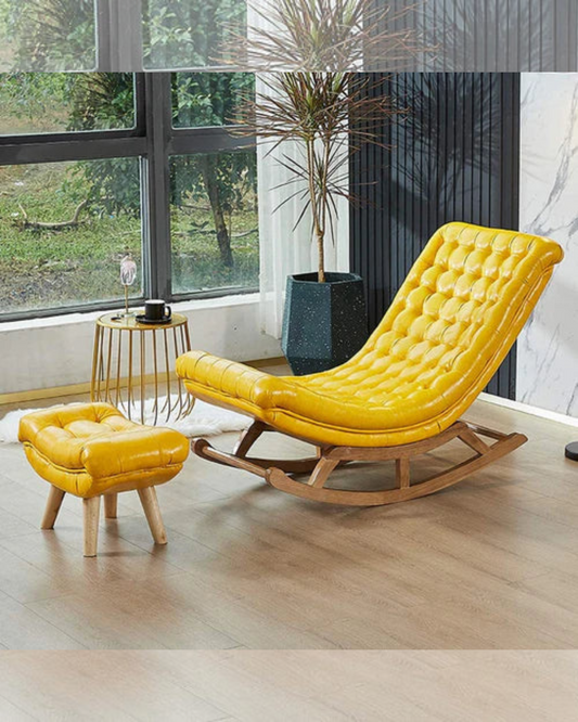 Solid Wood Rocking Chair with Footrest