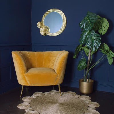 Curvarella Turmeric Mustard Velvet Chair