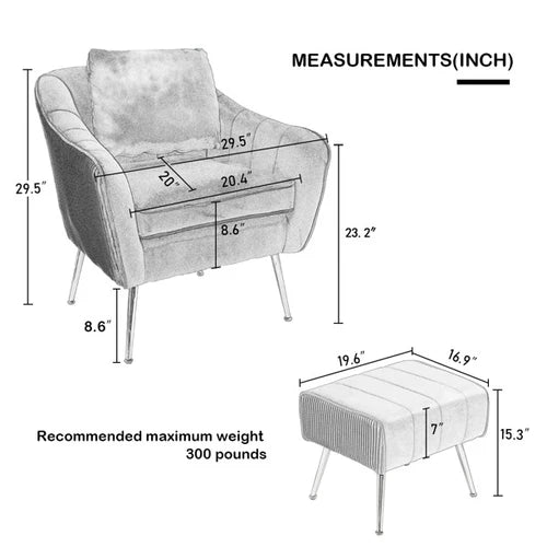 Elvet Accent Chair with Ottoman Footrest