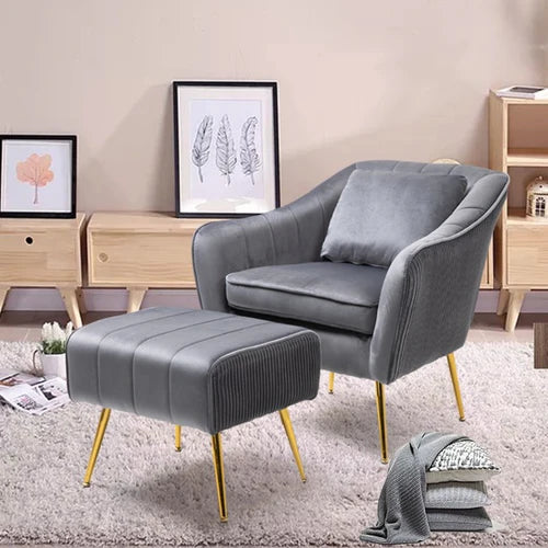 Elvet Accent Chair with Ottoman Footrest