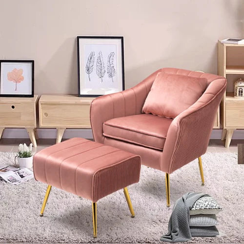 Elvet Accent Chair with Ottoman Footrest