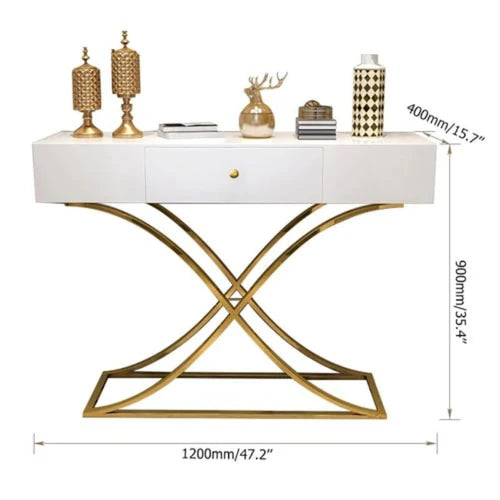 Console Table with Drawer for Hallway X Gold Base