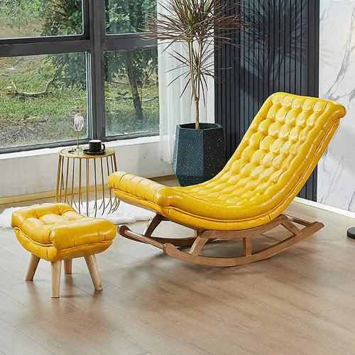 Solid Wood Rocking Chair with Footrest