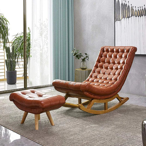 Solid Wood Rocking Chair with Footrest