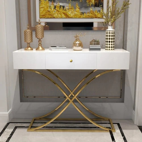 Console Table with Drawer for Hallway X Gold Base